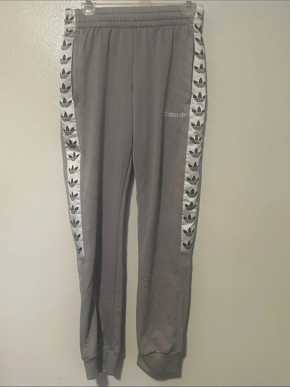 adidas Kids Gray Joggers with White Trefoil Tape
